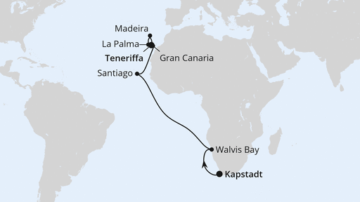 Von Kapstadt über Namibia nach Teneriffa