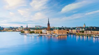 Blick auf Stockholm vom Wasser aus